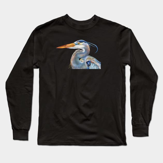 Blue Heron Long Sleeve T-Shirt by Tim Jeffs Art